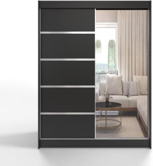 ML Furniture L3 Schiebetüren Kleiderschrank 120 cm mit Spiegel - Schlafzimmermöbel, Aufbewahrung - Mehrzweckschrank - Farbe: Schwarz