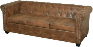 vidaXL Chesterfield Sofa 3-Sitzer Kunstleder Braun