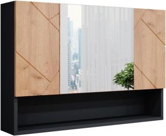 Vicco Spiegelschrank Badspiegel Wandspiegel Irma 80 cm modern Badezimmer Spiegel Badezimmerschrank Badezimmermöbel Spiegeltür Schranktür Hängeschrank Einlegeboden Regal Ablage (Anthrazit-Eiche) Anthrazit/Eiche