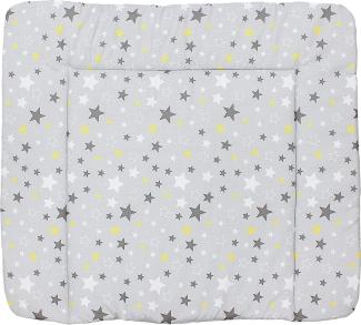 TupTam Baby Wickeltischauflage mit Baumwollbezug Gemustert, Farbe: Sterne Gelb / Grau, Größe: 70 x 70 cm