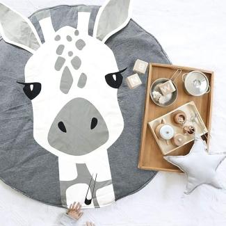 KIKOM Baby Krabbeldecke Cartoon Tier Baby Spielmatte Spieldecke Baumwolle Weiche Schlafteppich für Baby Kinder 90CM (Giraffe)