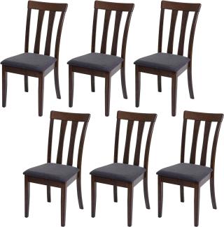 6er-Set Esszimmerstuhl HWC-G46, Küchenstuhl Stuhl, Stoff/Textil Massiv-Holz ~ dunkles Gestell, dunkelgrau