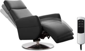 Cavadore TV-Sessel Cobra mit 2 E-Motoren / Elektrischer Fernsehsessel mit Fernbedienung / Relaxfunktion, Liegefunktion / Ergonomie M / Belastbar bis 130 kg / 71 x 110 x 82 / Echtleder Schwarz