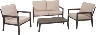 Garnitur HWC-L64, Gartenlounge Gartengarnitur Lounge-Set Sitzgruppe Sofa, Metall ~ Polster creme-weiß