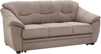 Cavadore 3-Sitzer Sofa Savana / 3er Sofa, mit Federkern im klassischen Design, 198 x 90 x 90, Mikrofaser in Lederoptik, hellgrau