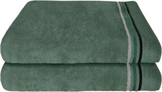 Schiesser Frottier Duschtücher Skyline Color im 2er Set aus kuschelweicher Baumwolle, Made IN Green, Farbe:Dunkelgrün, Größe:70 x 140 cm