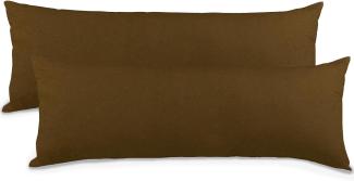 aqua-textil Classic Line Kissenbezug 2er-Set 40 x 145 cm dunkel braun Baumwolle Seitenschläferkissen Bezug Reißverschluss