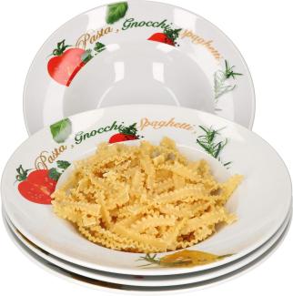 4er Pastateller-Set Milano Aufdruck Ø27cm Porzellan-Teller Gastro Nudeln Pasta Gnocchi Spaghetti