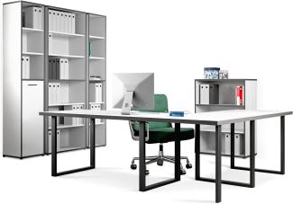 Möbel-Eins KALINA Komplettbüro 5tlg KALINA 5tlg. Büromöbelset, Material Dekorspanplatte, weiss/grau