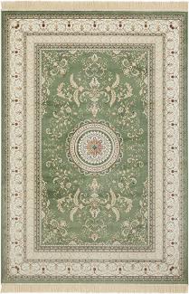Orientalischer Samt-Teppich Fransen Antik Negar Grün - 160x230x0,5cm