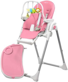 Engel & Storch Baby Hochstuhl TANELI Kinderhochstuhl Babystuhl mitwachsender Hochstuhl Verstellbar und Klappbar, Abnehmbares Tablett und inklusive Spielebogen - in der Farbe Pink
