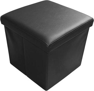 Style home Sitzhocker Sitzbank mit Stauraum, Faltbare Aufbewahrungsbox Sitztruhe Sitzwürfel Fußablage, belastbar bis 300 kg, Kunstleder, 38 * 38 * 38 cm (Schwarz)