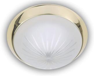 LED-Deckenleuchte rund, Schliffglas satiniert, Dekorring Messing poliert, Ø 25cm