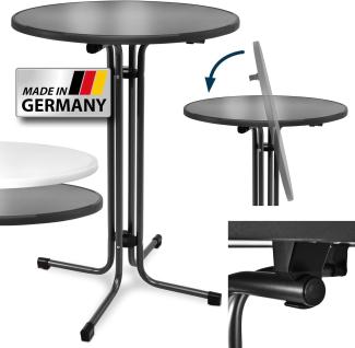 Beautissu 2er Set Klappbarer Stehtisch Ø 80 cm Sylt – Bistrotisch Rund Klapptisch Wetterbeständig & Hitzebeständig - Kratzfester Partytisch höhenverstellbar, leichte Montage & TÜV – Anthrazit