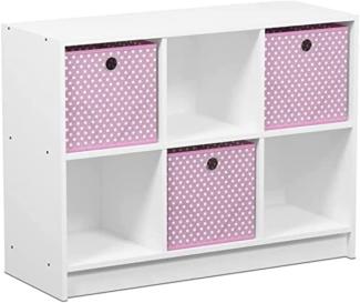 Furinno Basic Bücherregal mit 6 Fächern und 3 Einschüben, holz, Weiß/Rosa, 30. 23 x 30. 23 x 59. 94 cm