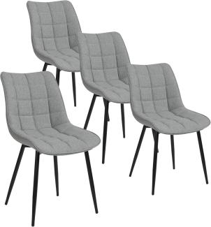 WOLTU 4 x Esszimmerstühle 4er Set Esszimmerstuhl Küchenstuhl Polsterstuhl Design Stuhl mit Rückenlehne, mit Sitzfläche aus Leinen, Gestell aus Metall, Hellgrau, BH206hgr-4