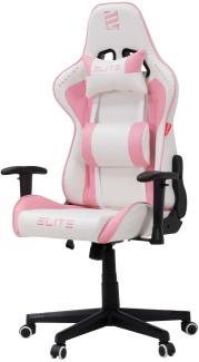 ELITE Gaming Stuhl MG200 Destiny - Ergonomischer Bürostuhl - Schreibtischstuhl - Chefsessel - Sessel - Racing Gaming-Stuhl - Gamingstuhl - Drehstuhl - Chair - Kunstleder Sportsitz (Weiß/Pink)