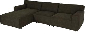 Ecksofa HWC-J59, Couch Sofa mit Ottomane links, Made in EU, wasserabweisend ~ Kunstleder grau-braun