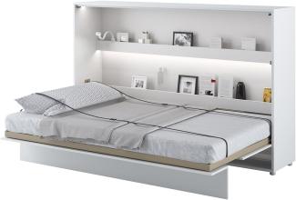 MEBLINI Schrankbett Bed Concept - Wandbett mit Lattenrost - Klappbett mit Schrank - Wandklappbett - Murphy Bed - Bettschrank - BC-05-120x200cm Horizontal - Weiß Hochglanz/Weiß