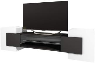 Selsey Gaelin - TV-Lowboard / Fernsehschrank in Weiß / Schwarz mit offenen Fächern und blickdichtem Stauraum, stehend, 160 cm breit