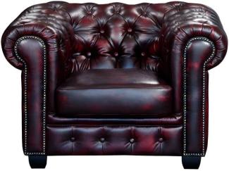 Chesterfield Ledersessel BRENTON - Büffelleder - Rotbraun