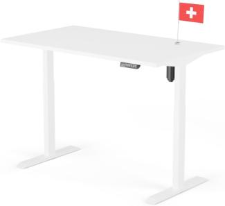 elektrisch höhenverstellbarer Schreibtisch ECO 140 x 60 cm - Gestell Weiss, Platte Weiss