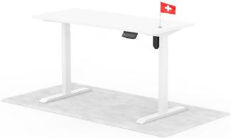 elektrisch höhenverstellbarer Schreibtisch ECO 140 x 60 cm - Gestell Weiss, Platte Weiss
