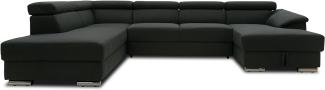 DOMO Collection David FK Wohnlandschaft, Sofa mit Rückenfunktion in U-Form, Couch mit Federkern und Funktion, Polsterecke, anthrazit, 166 x 337 x 232 cm