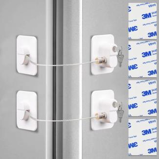 2 Stück Kühlschrank Schloss für Kindersicherung - Kühlschrankschloss Ohne Bohren - Kühlschrankschloss mit Schlüssel - Kindersicherung Kühlschrank - Schloss für Kühlschrank - Waschmaschinen Schloss