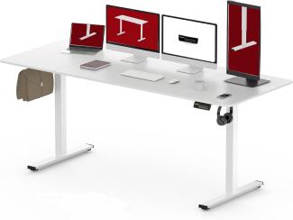 SANODESK Höhenverstellbarer Schreibtisch 180 x 80 cm Schreibtisch Höhenverstellbar Elektrisch Ergonomischer Steh-Sitz Tisch Computertisch für Heimbüro Homeoffice(weiß)