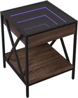 Couchtisch mit Infinity-LED Braun Eichen-Optik 40x40x49 cm 847696