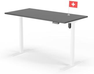 elektrisch höhenverstellbarer Schreibtisch ECO 160 x 80 cm - Gestell Weiss, Platte Anthrazit