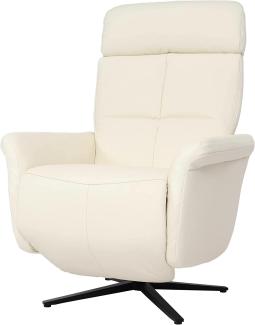 Relaxsessel HWC-L10, Design Fernsehsessel TV-Sessel Liegesessel, Liegefunktion drehbar, Voll-Leder ~ creme-weiß