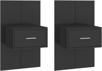 vidaXL 2er-Set Wand-Nachttisch mit Schublade, Holzwerkstoff schwarz, 80 x 32,5 x 48,5 cm [810974]