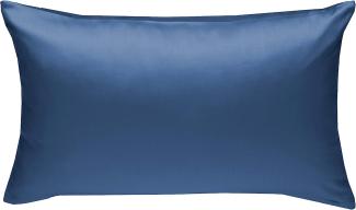 Bettwaesche-mit-Stil Mako-Satin / Baumwollsatin Bettwäsche uni / einfarbig Jeans Blau Kissenbezug 50x70 cm
