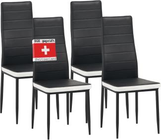 Albatros Esszimmerstühle MILANO 4-er SET, Schwarz - Weiss