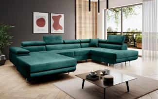 Designer Sofa Lago mit Schlaf und Klappfunktion (Samt) Grau Links