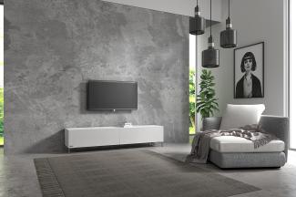 Wuun® TV-Board Lowboard Wohnwand TV-Bank Somero / 140cm / Weiß-Matt/Vita Chrom