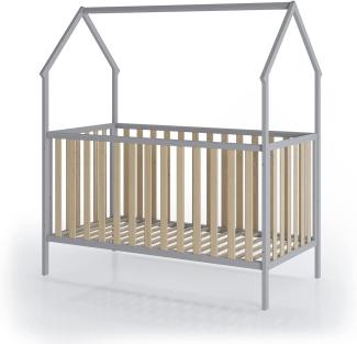 FabiMax 'Schlafmütze' Kinderbett, 70 x 140 cm, grau/natur, Kiefer massiv, 3-fach höhenverstellbar, umbaubar