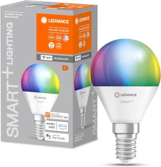 LEDVANCE Smarte LED-Lampe mit WiFi Technologie, Sockel E14, Dimmbar, Lichtfarbe änderbar (2700-6500K), RGB Farben änderbar, ersetzt Glühlampen mit 40 W, SMART+ WiFi Mini Bulb Multicolour, 1er-Pack