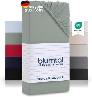 Blumtal® Basics Jersey Spannbettlaken Topper 100x200cm -Oeko-TEX Zertifiziert, 100% Baumwolle Bettlaken, bis 7cm Topperhöhe, Summer Green - Grün