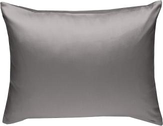 Bettwaesche-mit-Stil Mako-Satin / Baumwollsatin Bettwäsche uni / einfarbig dunkelgrau Kissenbezug 70x90 cm