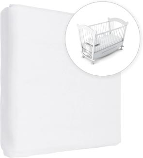 Jersey Spannbetttuch für Babybett, 100% Baumwolle, passend für 90 x 50 cm Babybett-Wiegebett-Matratze (Weiß)
