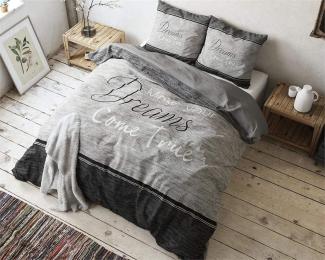 Sleeptime Bettwäsche 100% Baumwolle True Dreams, 135cm x 200cm, Reißverschluss, Mit 2 Kissenbezüge 80cm x 80cm