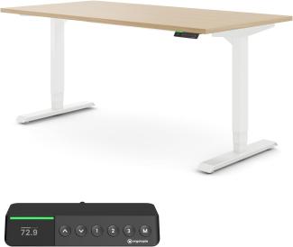 Desktopia Pro X - Elektrisch höhenverstellbarer Schreibtisch / Ergonomischer Tisch mit Memory-Funktion, 7 Jahre Garantie - (Ahorn, 180x80 cm, Gestell Weiß)