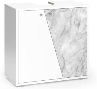 Vicco 'Irida' Waschtischunterschrank, Badschrank, Weiß in Marmor-Optik, 59 x 30 x 60 cm