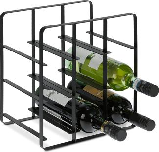 Relaxdays Weinregal Metall, 9 Flaschen, Weinhalter, HBT 30,5 x 27,5 x 20 cm, Weinständer für Küche & Wohnzimmer, schwarz