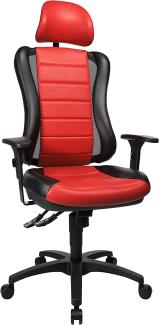 Topstar HE30PS101X Head Point RS "P4", Bürostuhl, Schreibtischstuhl, inkl. höhenverstellbare Armlehnen, Kopfstütze, Polsterung schwarz/rot