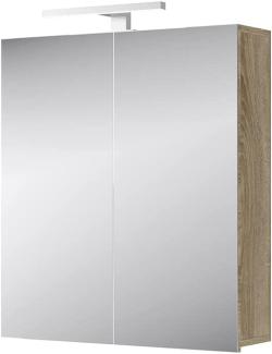 Planetmöbel Spiegelschrank mit Beleuchtung 60cm Sonoma Eiche, Badezimmerschrank hängend