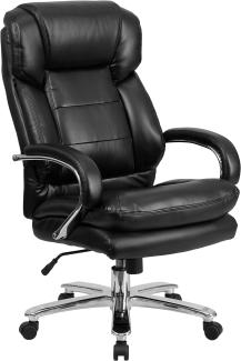 Flash Furniture Hercules Serie LeatherSoft Drehstuhl Bürostuhl mit Schlaufenarmen, Ergonomischer Hochlehner Chefsessel mit gepolsterter Sitzfläche und Armlehnen, Schwarz